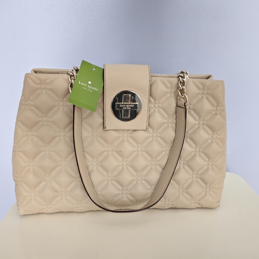 Brand-New Kate Spade Beige Quilted Tote Bag